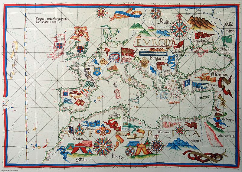 Portolan chart of Europe by Diogo Homem