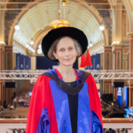 Alex Walsham in her doctoral gown