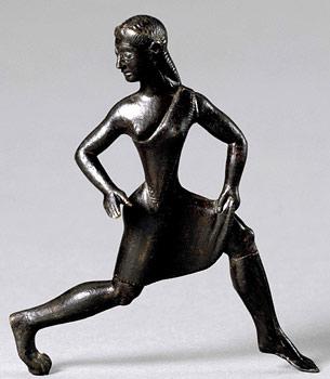 Bronze statuette of running girl probably from Sparta