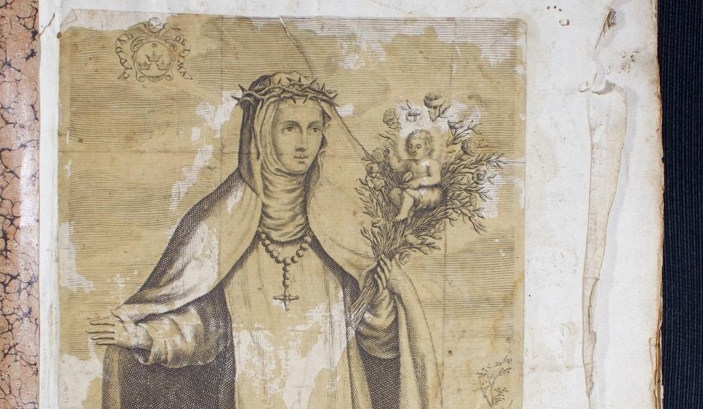 Manuscript page depicting Spanish American nun