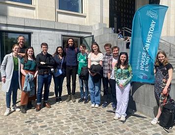 Members of the MPhil in Modern European History 2021-22 cohort outside the House of European History, Brussels