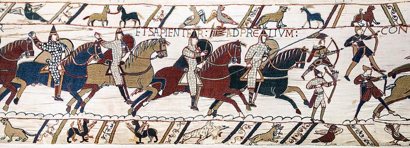 Bayeux Tapestry - Scene 51 (extract)- The Battle of Hastings: Norman knights and archers.