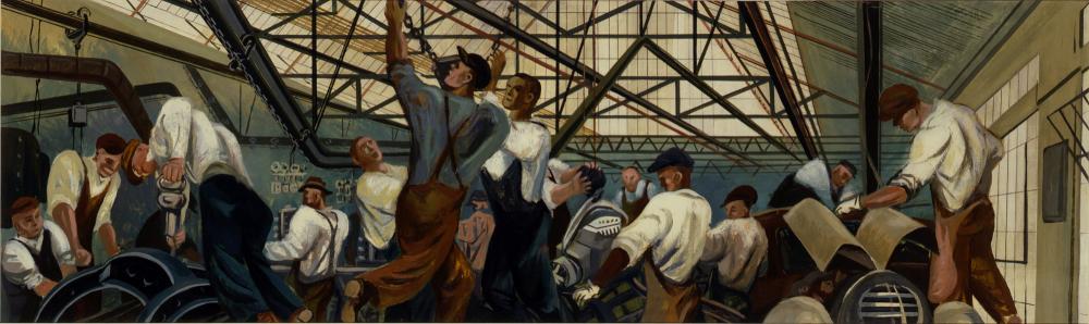 Automobile Industry Mural Detroit, Michigan Post Office by William Gropper