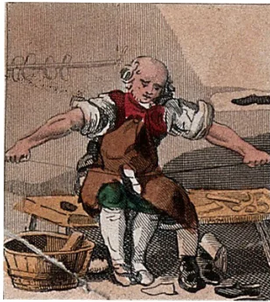 Men engaged in many trades and professions. Coloured etching. Source: Wellcome Collection